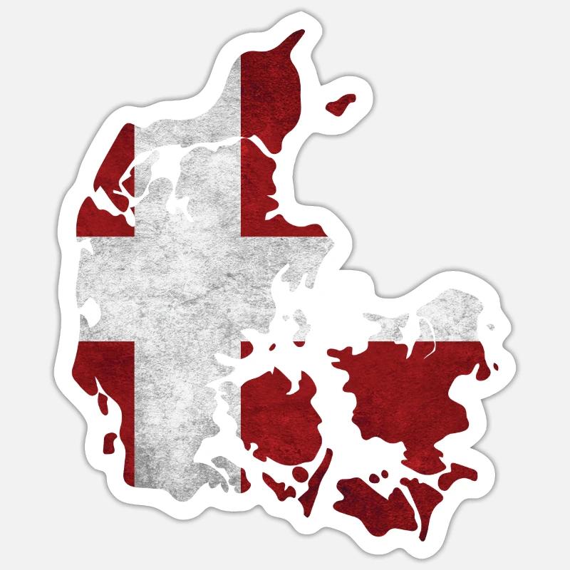 Danemark - frontière dans le drapeau national Sticker taille S (10 x 10 cm)