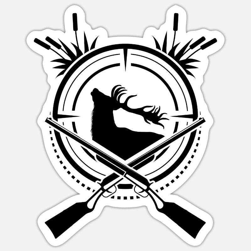 Chasse de cerf - Sticker taille S (10 x 10 cm) - blanc mat