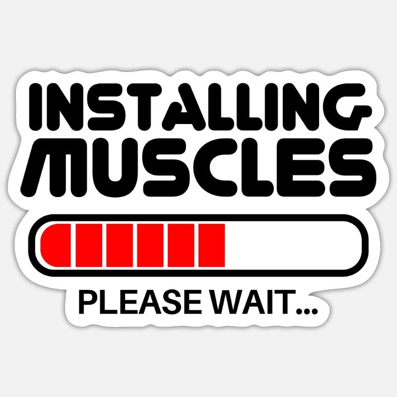 Installing Muscles - Sticker taille S (10 x 10 cm) - blanc mat