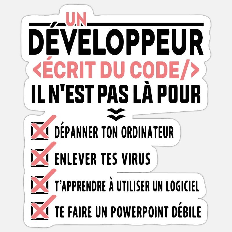 Un Développeur Écrit du Code Cadeau Sticker taille S (10 x 10 cm)