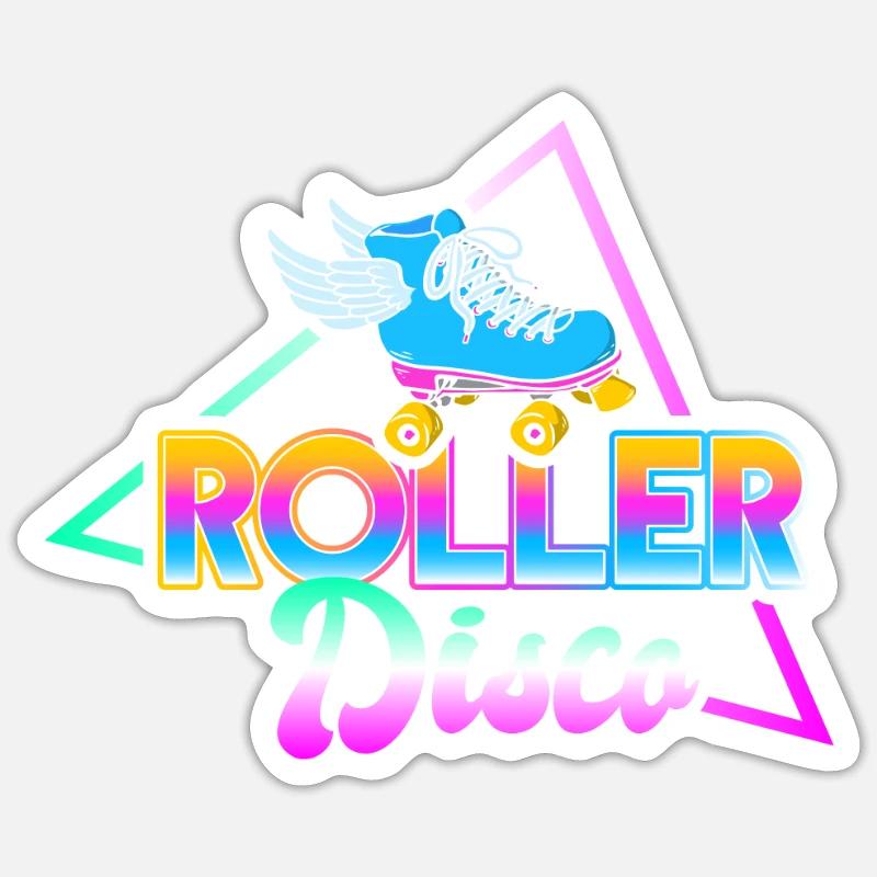 Rollerskates vintage Rollerskates 80 Roller roller roller roller - Sticker taille S (10 x 10 cm) - blanc mat