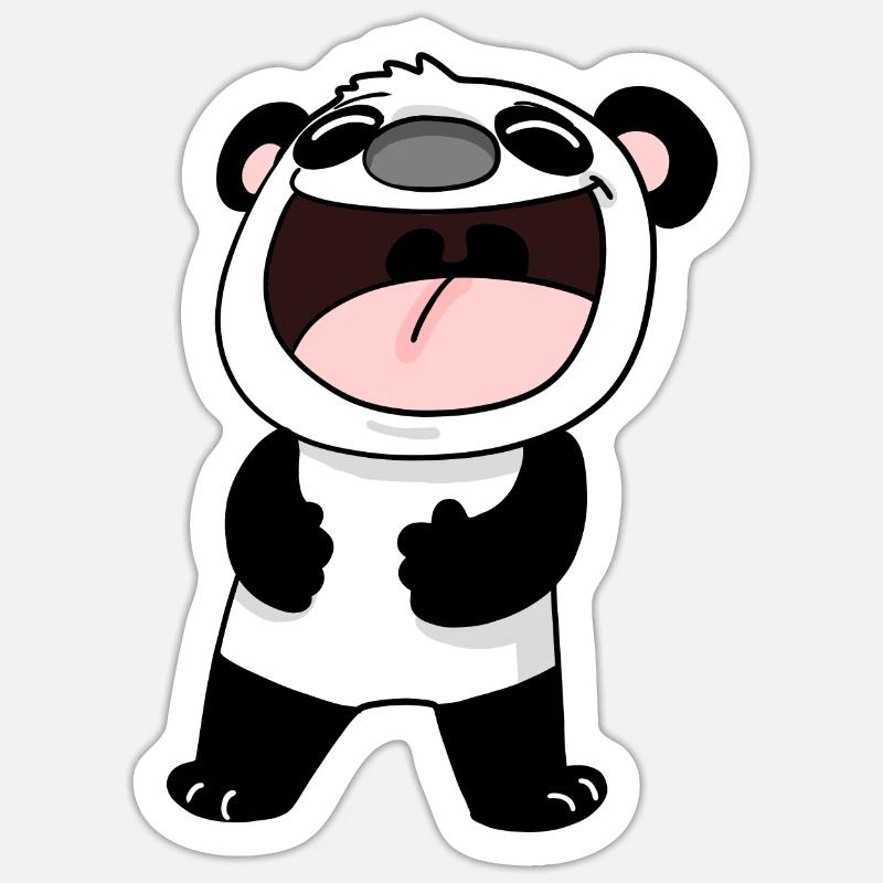 Doux panda riant - Sticker taille S (10 x 10 cm) - blanc mat