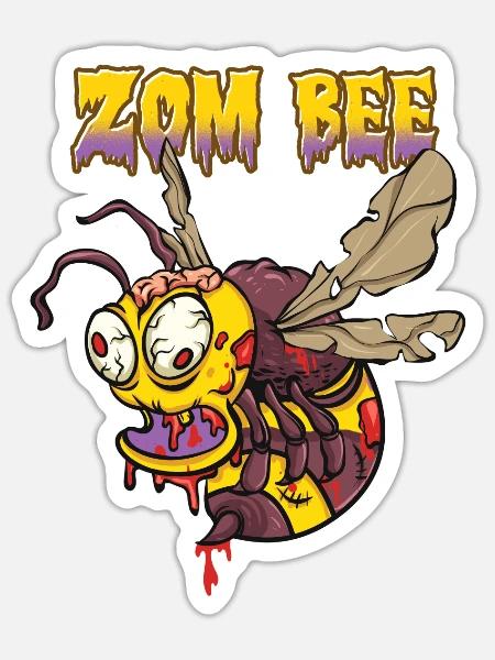 Beekeeping - Zom Bee Zombie Funny - Apiary - Sticker Größe S (10 x 10 cm) - Mattweiß