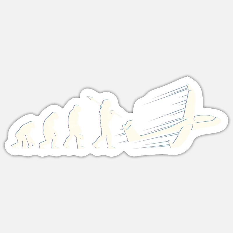 Segelflugzeug Pilot Evolution Affe Mensch - Sticker Größe S (10 x 10 cm) - Mattweiß