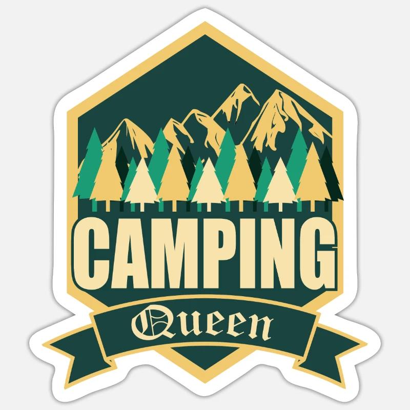Camping Queen - Sticker Größe S (10 x 10 cm) - Mattweiß