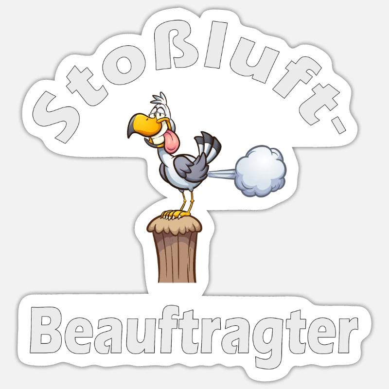 Stoßluft-Beauftragter lustig fun Möwe maritim - Sticker Größe S (10 x 10 cm) - Mattweiß