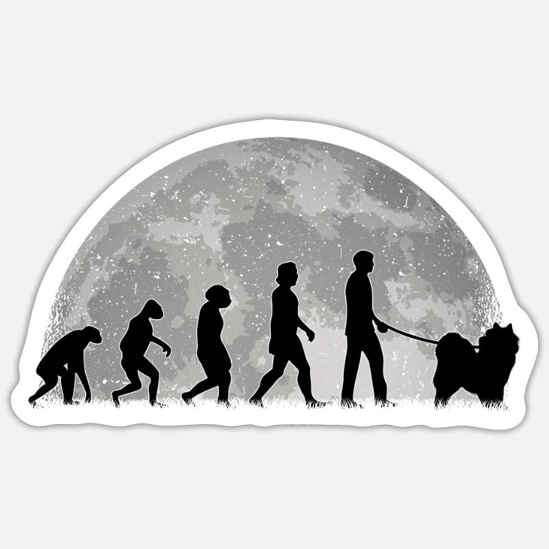 Samojede Evolution Mond Schlittenhund Samojeden - Sticker Größe S (10 x 10 cm) - Mattweiß