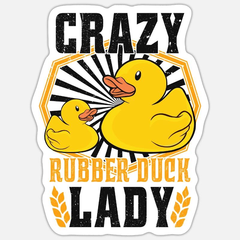 Crazy Rubber Duck Lady Rubber Ducks - Sticker size S (10 x 10 cm) - white matte