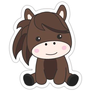 Horse sweet pony horses rider children - Sticker size S (10 x 10 cm) - white matte - Front