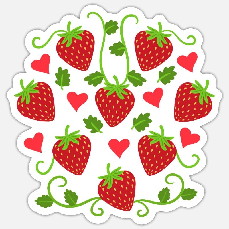 Erdbeeren Erdbeere Obst - Sticker Größe S (10 x 10 cm) - Mattweiß