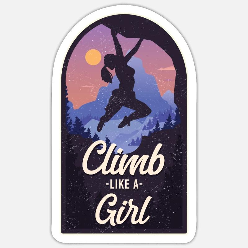 Rock Climbing Climber Climb Like A - Sticker Größe S (10 x 10 cm) - Mattweiß