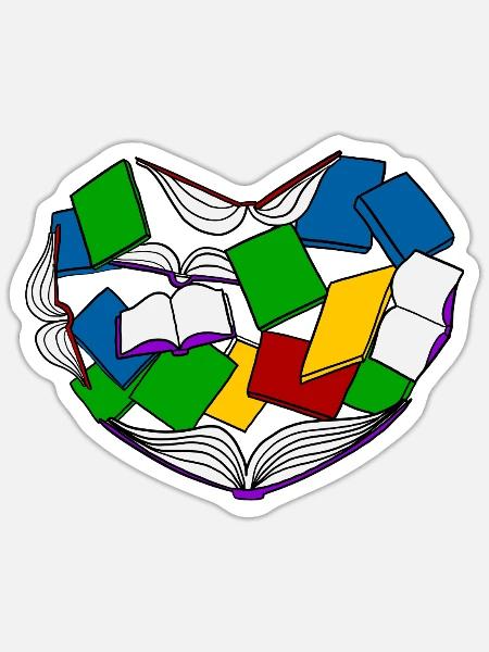 Lesen - Buch - Bücher - Sticker Größe S (10 x 10 cm) - Mattweiß