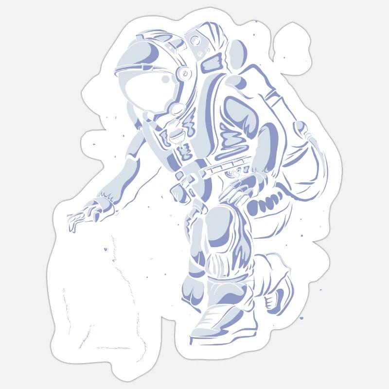 Astronaut streichelt eine Katze im Weltall - Sticker Größe S (10 x 10 cm) - Mattweiß