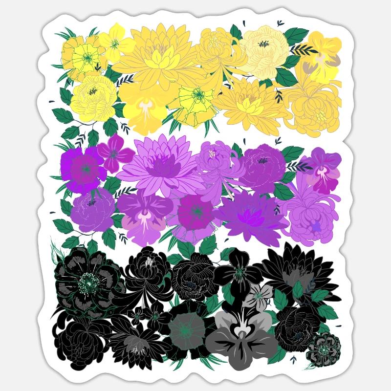 Non binary flower flag Sticker Größe S (10 x 10 cm)