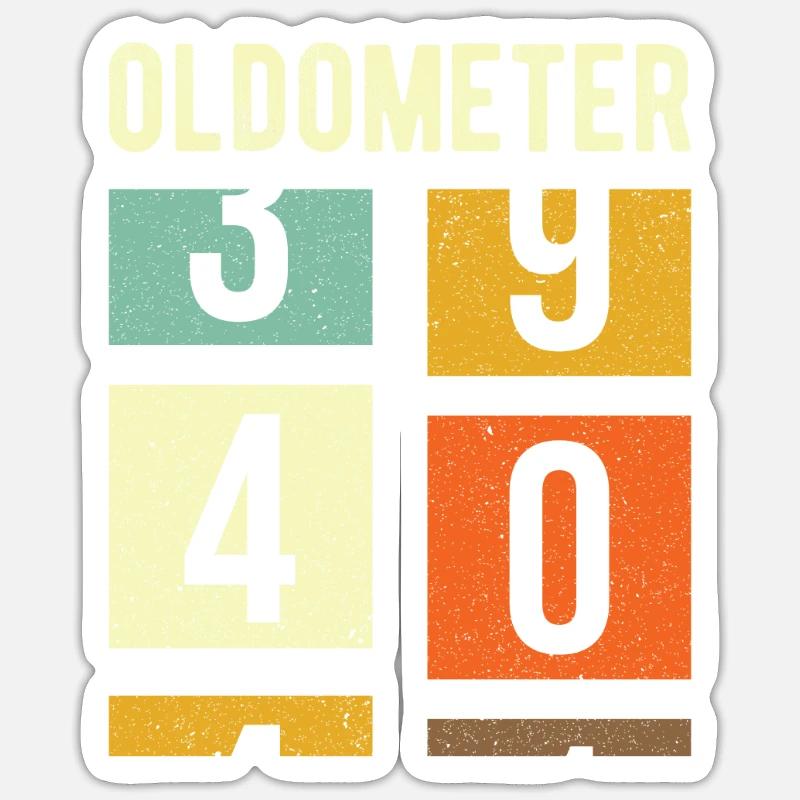 Oldometer 40. Geburtstag Geschenk - Sticker Größe S (10 x 10 cm) - Mattweiß