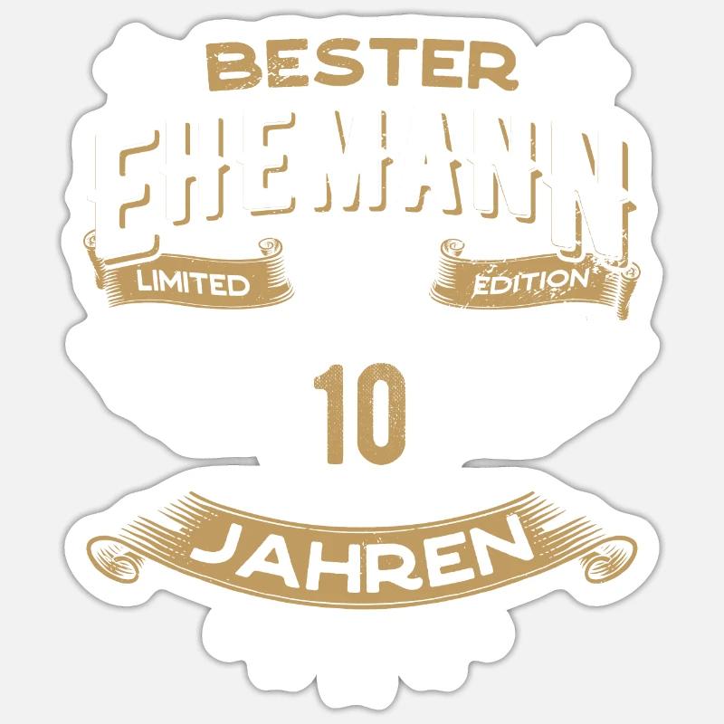 Bester Ehemann seit 10 Jahren Geschenk Sticker Größe S (10 x 10 cm)