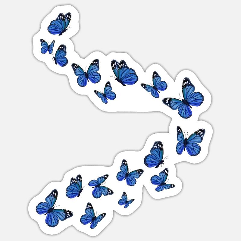 Fille Beau papillon - Sticker taille S (10 x 10 cm) - blanc mat