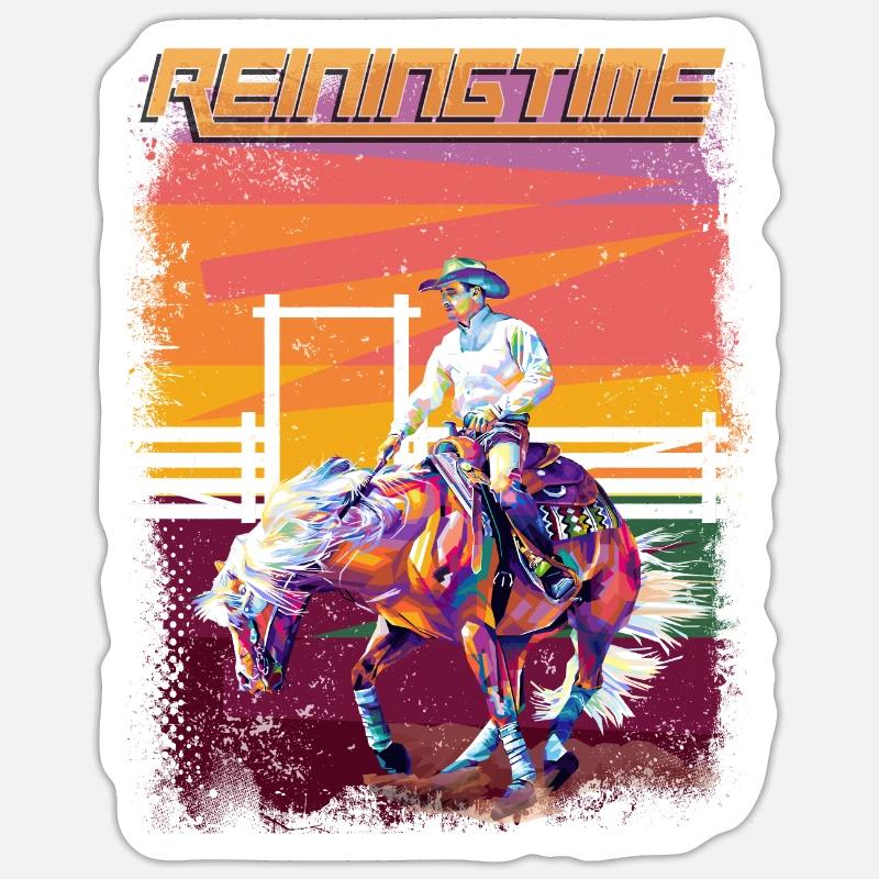 Western Riding Reining Cheval Spin - Sticker taille S (10 x 10 cm) - blanc mat