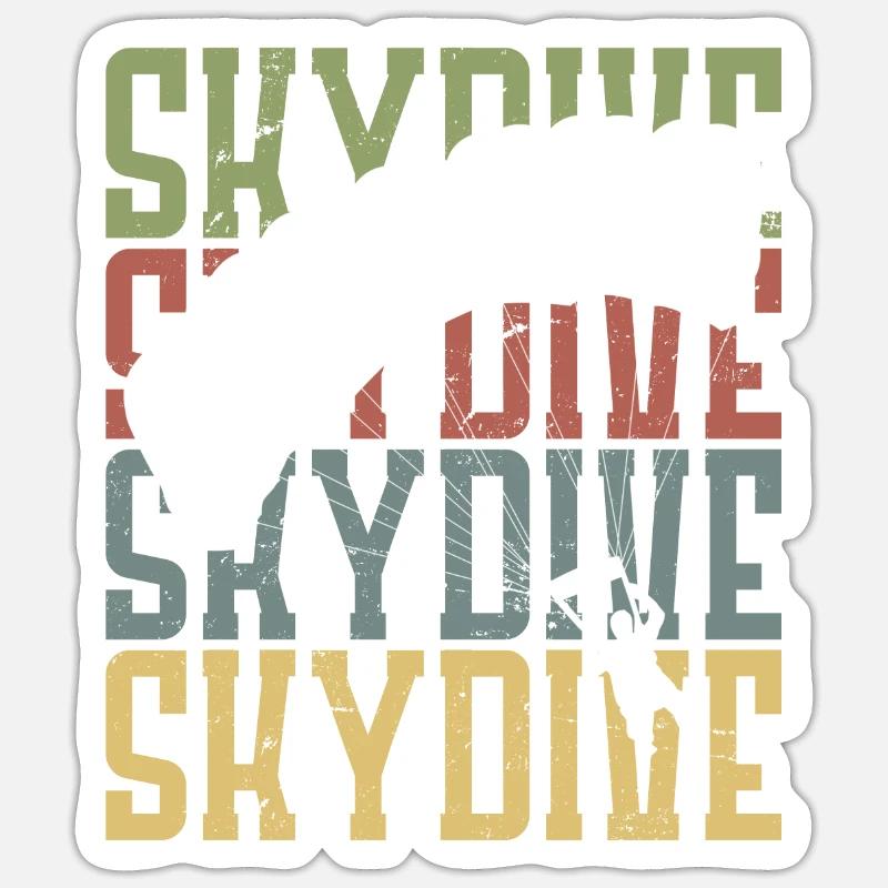 Parachutiste motif Skydive Skydiver - Sticker taille S (10 x 10 cm) - blanc mat