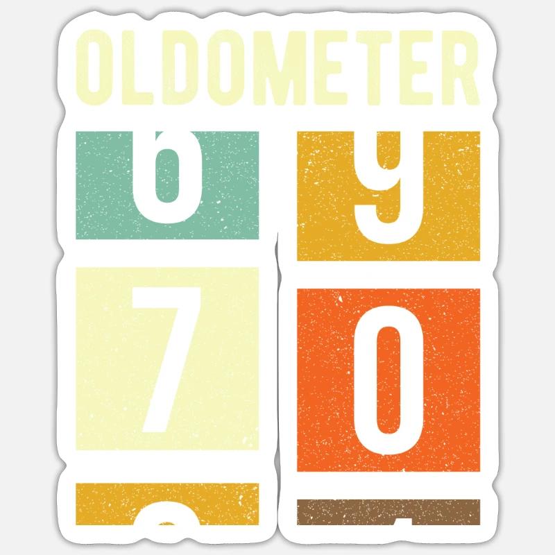 Oldomètre 70e anniversaire cadeau - Sticker taille S (10 x 10 cm) - blanc mat
