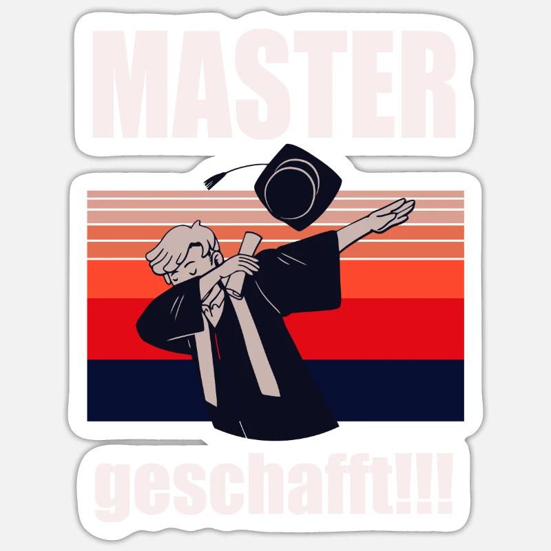 Master Geschafft Masterabschluss Geschenk Sticker Größe S (10 x 10 cm)