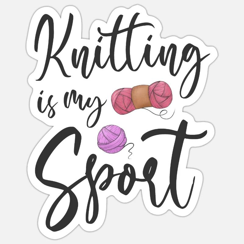 Knitting knitter - Sticker size S (10 x 10 cm) - white matte