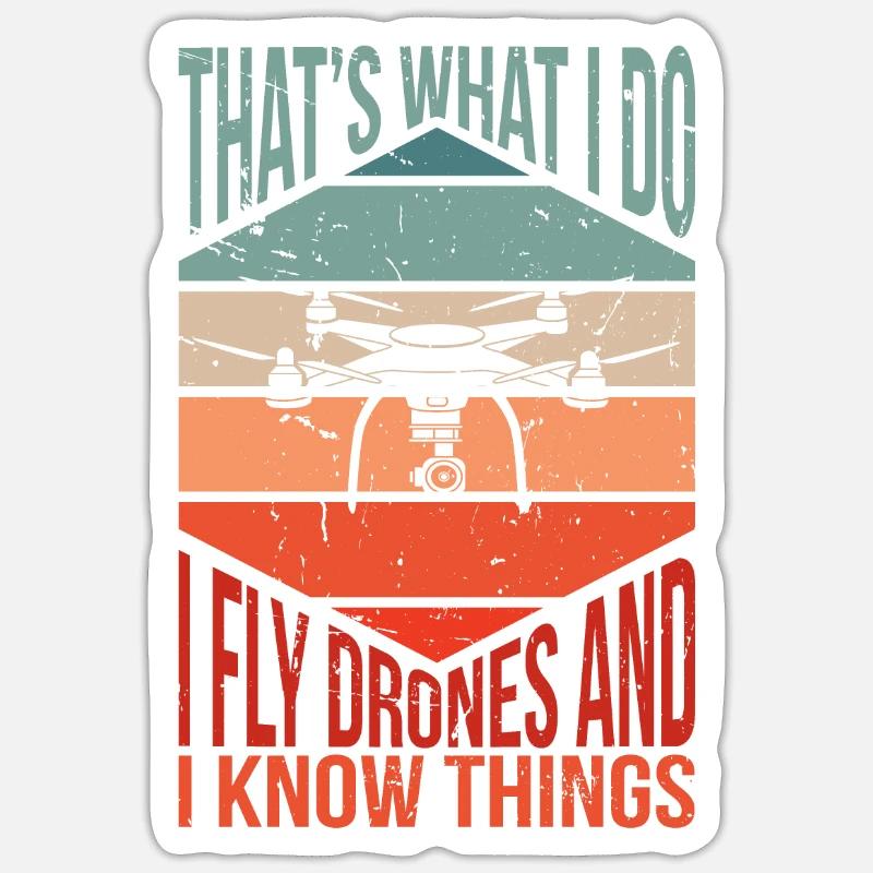 Retro I Fly Drones and I know Things | RC Drone Sticker taille S (10 x 10 cm)
