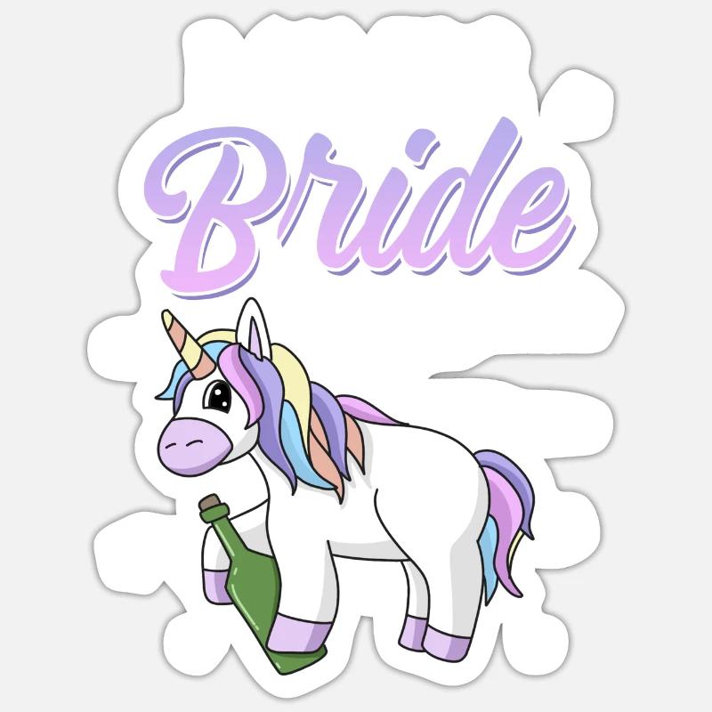 Junggesllin wird zur Braut Party Spruch - Sticker Größe S (10 x 10 cm) - Mattweiß