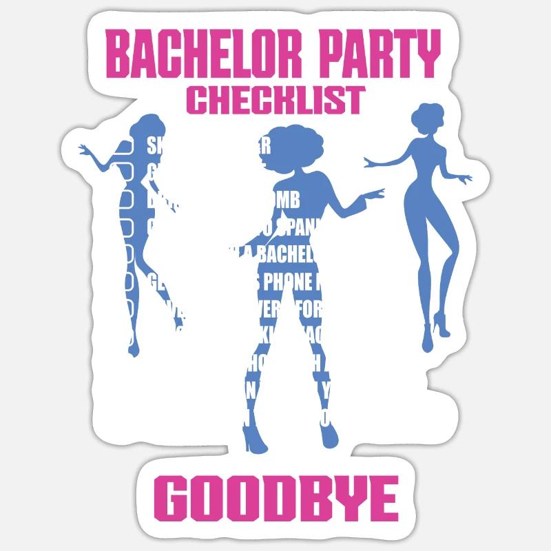 Junggesellenabschied Checkliste - Sticker Größe S (10 x 10 cm) - Mattweiß