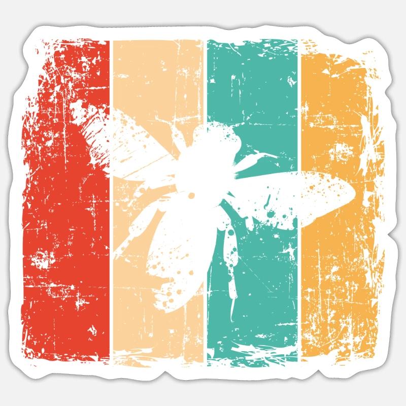 Bee retro - Sticker size S (10 x 10 cm) - white matte
