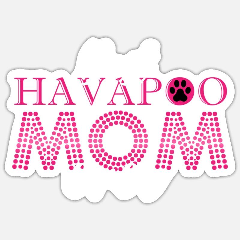 havapoo, havapoo havapoo himmel, Pudel Mischling, - Sticker Größe S (10 x 10 cm) - Mattweiß