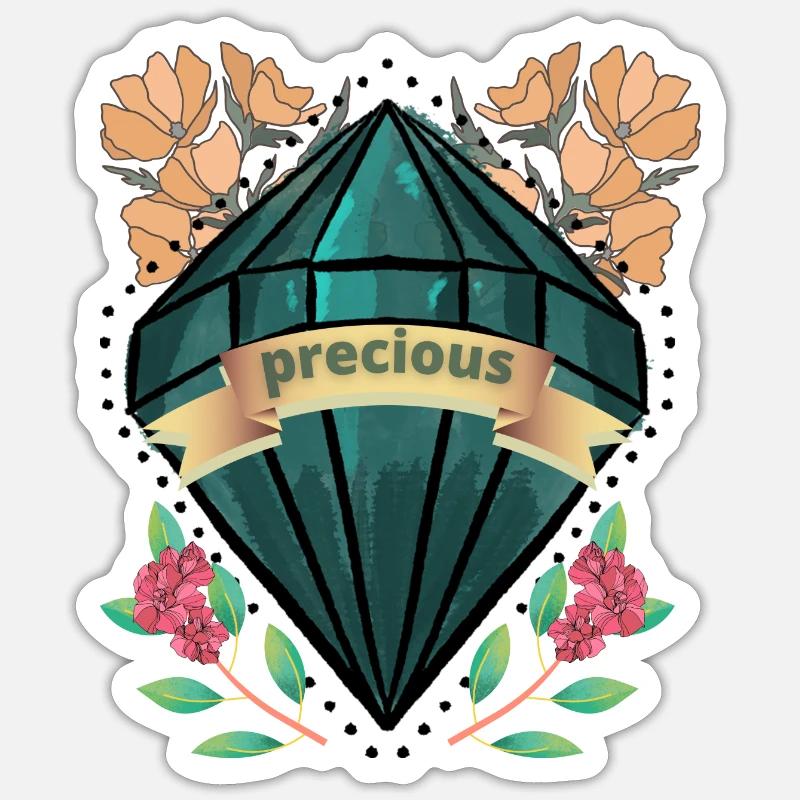 Pierre précieuse florale - Sticker taille S (10 x 10 cm) - blanc mat