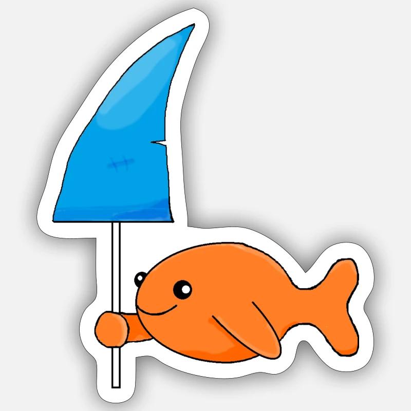 Goldfisch mit Haiflosse - Sticker Größe S (10 x 10 cm) - Mattweiß