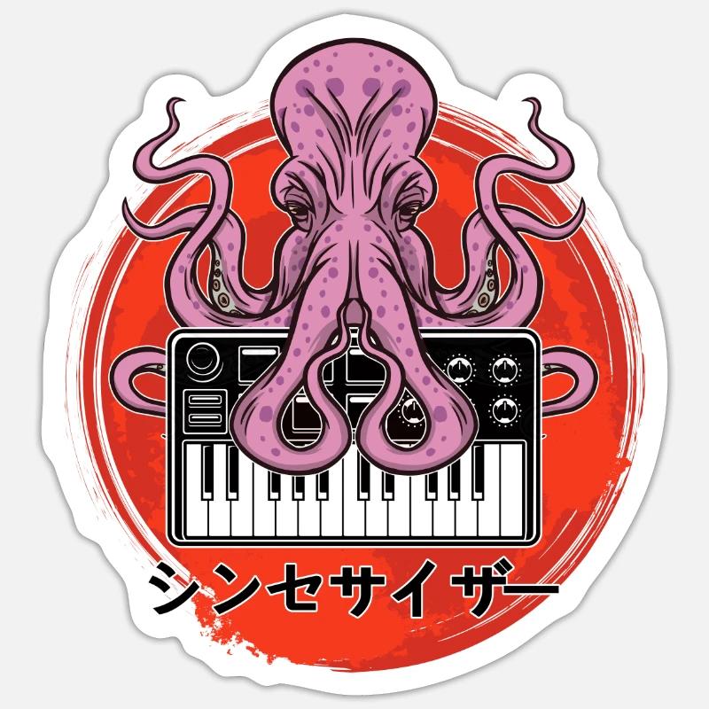 Modular Synthesizer Octopus Techno Acid Keyboard Sticker Größe S (10 x 10 cm)