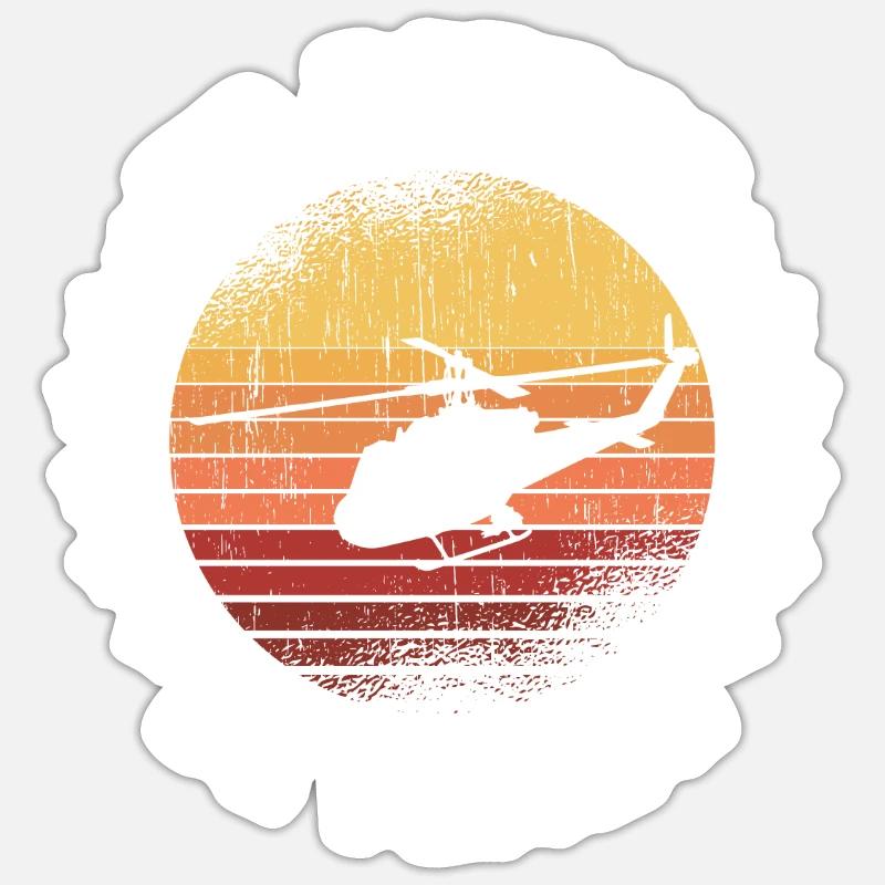 Helicopter Pilot Geschenk - Sticker Größe S (10 x 10 cm) - Mattweiß