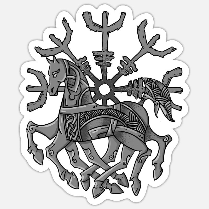 Schutz Rune Helm der Ehefurcht mit Odins Pferd Sticker Größe S (10 x 10 cm)