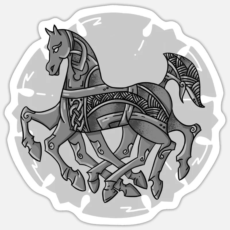 Odins Pferd Sleipnir ein cooles Wikinger Design Sticker Größe S (10 x 10 cm)