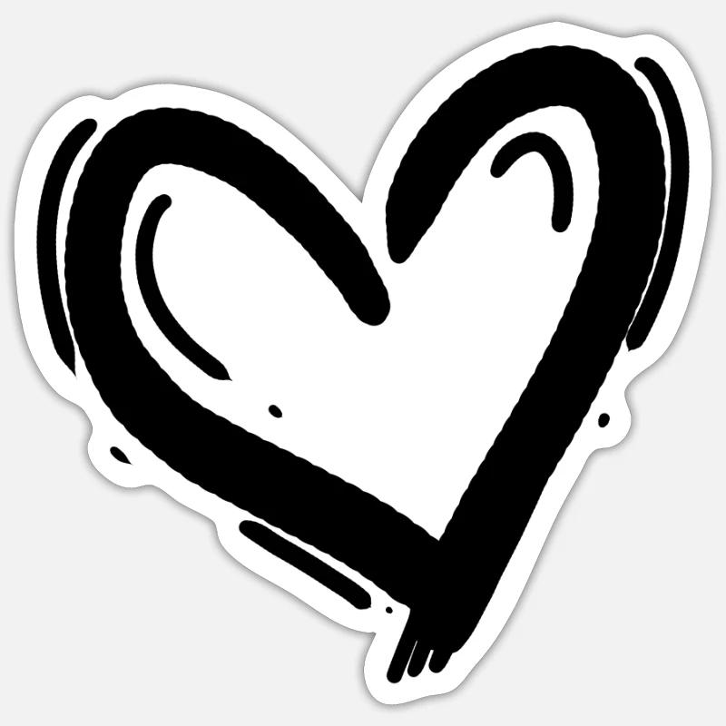 Heart Black - Sticker size S (10 x 10 cm) - white matte