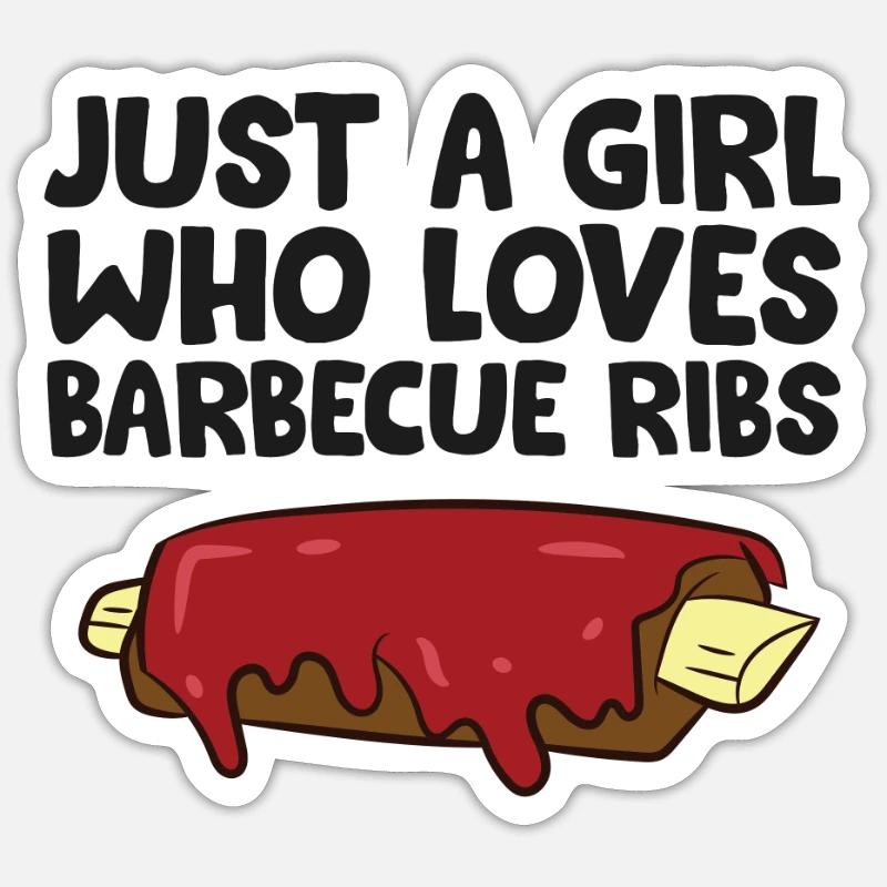 Nur ein Mädchen, das Schweinerippchen liebt Sticker Größe S (10 x 10 cm)