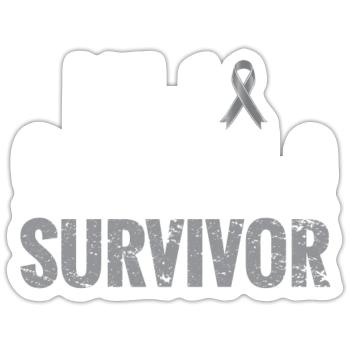 Gehirntumor Hirntumor Krebs Survivor Chemo Krebs - Sticker Größe S (10 x 10 cm) - Mattweiß - Vorne