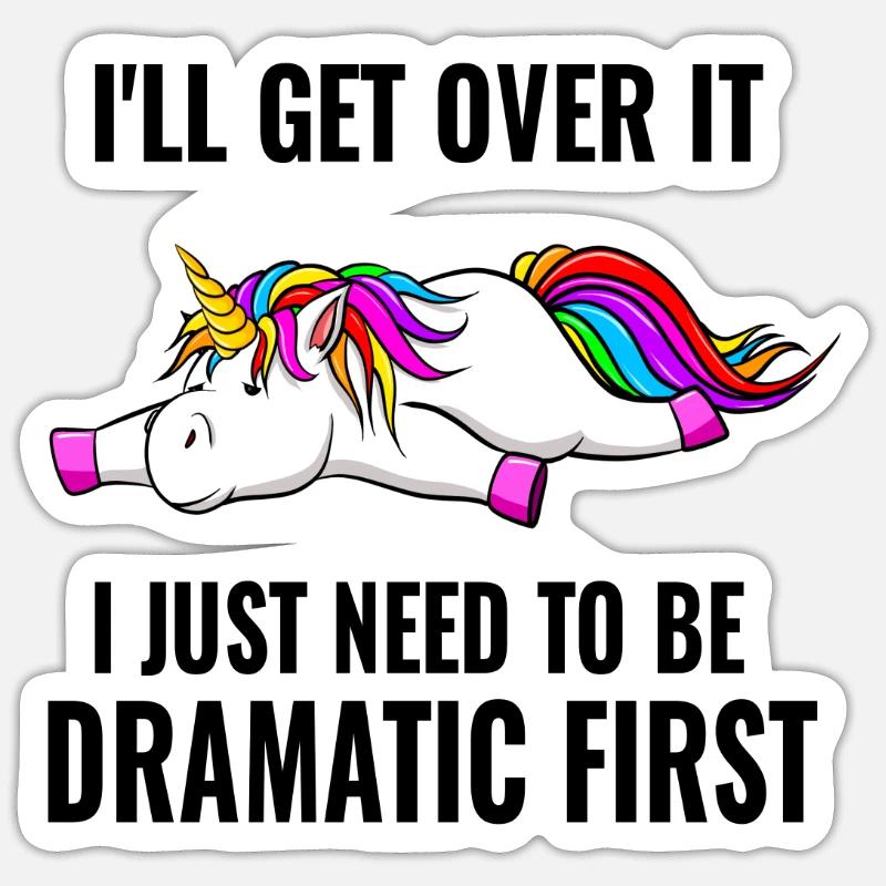 UNICORN Dramatic First - Sticker Größe S (10 x 10 cm) - Mattweiß