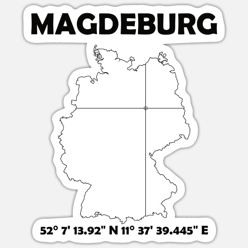 Magdeburg Map - Sticker size S (10 x 10 cm) - white matte