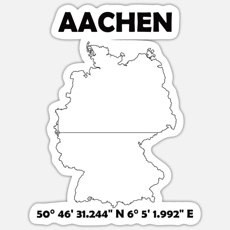 Aachen Map - Sticker size S (10 x 10 cm) - white matte
