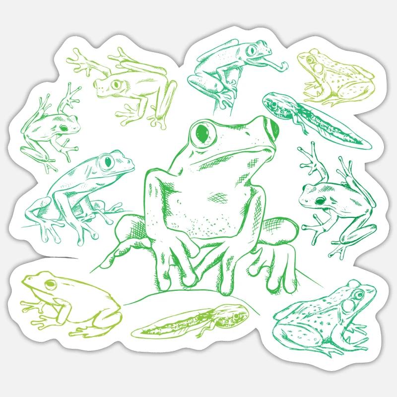 Tadpole Frog Toad Collage Frog Lovers Sticker size S (10 x 10 cm)