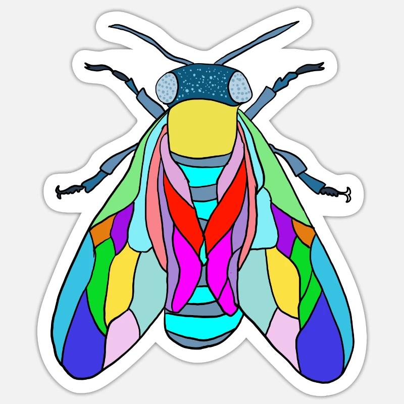 Fliege - Sticker Größe S (10 x 10 cm) - Mattweiß