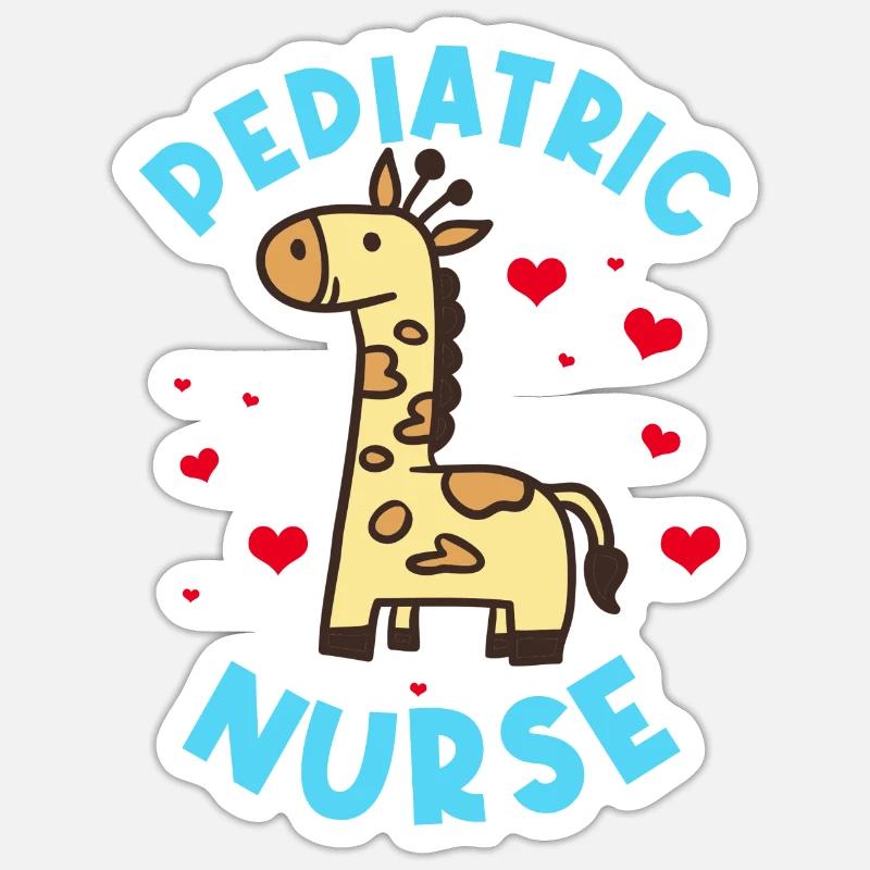 Kinderkrankenschwester Giraffe Sticker Größe S (10 x 10 cm)