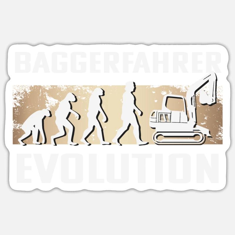 Baggerfahrer Evolution Sticker Größe S (10 x 10 cm)