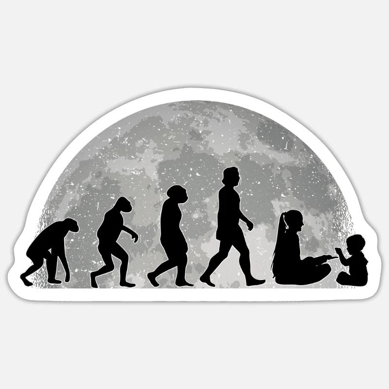 Kindergärtnerin Evolution Mond Erzieherin Geschenk - Sticker Größe S (10 x 10 cm) - Mattweiß