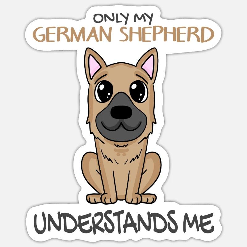Deutscher Schäferhund - Sticker Größe S (10 x 10 cm) - Mattweiß