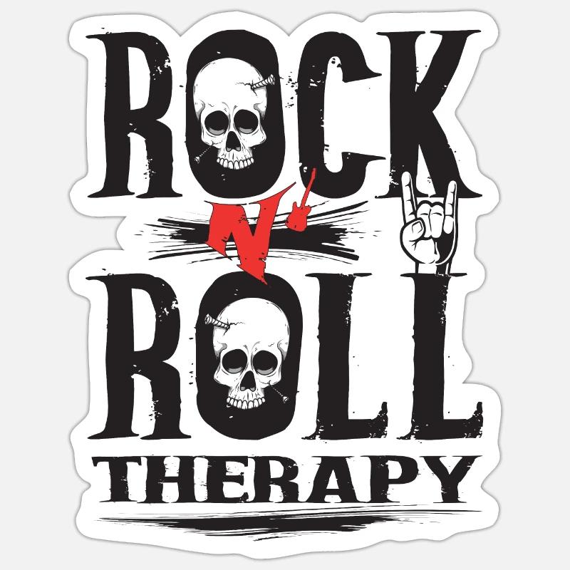 Rock n Roll terapi Sticker størrelse S (10 x 10 cm)